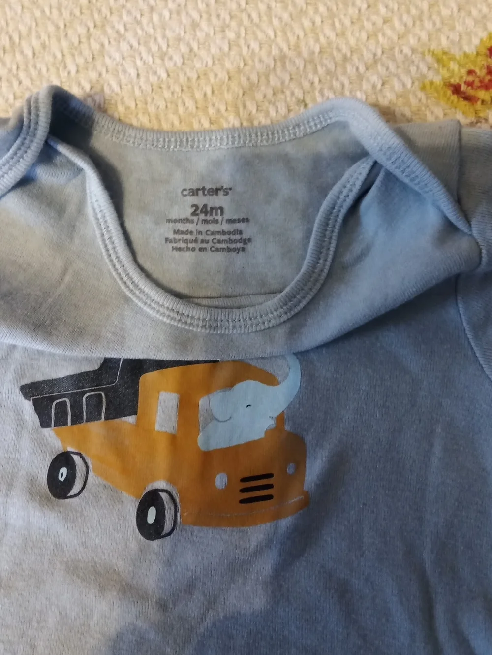 Carter's Light Blue Short-Sleeve Bodysuit with Yellow Dump Truck